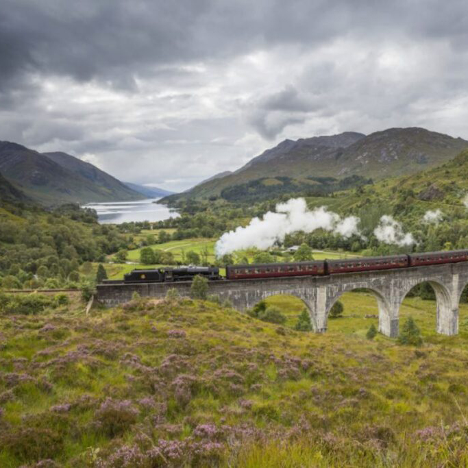 Glenfinnan Viaduct with Steam Train